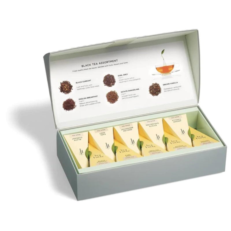 Tea Forte Assorted Black Tea Petite Presentation Box Tea Gift Set Sampler, 10 Count, 2 of Each Variety Individually Wrapped Handcrafted Pyramid Infuser Bags - Image 4
